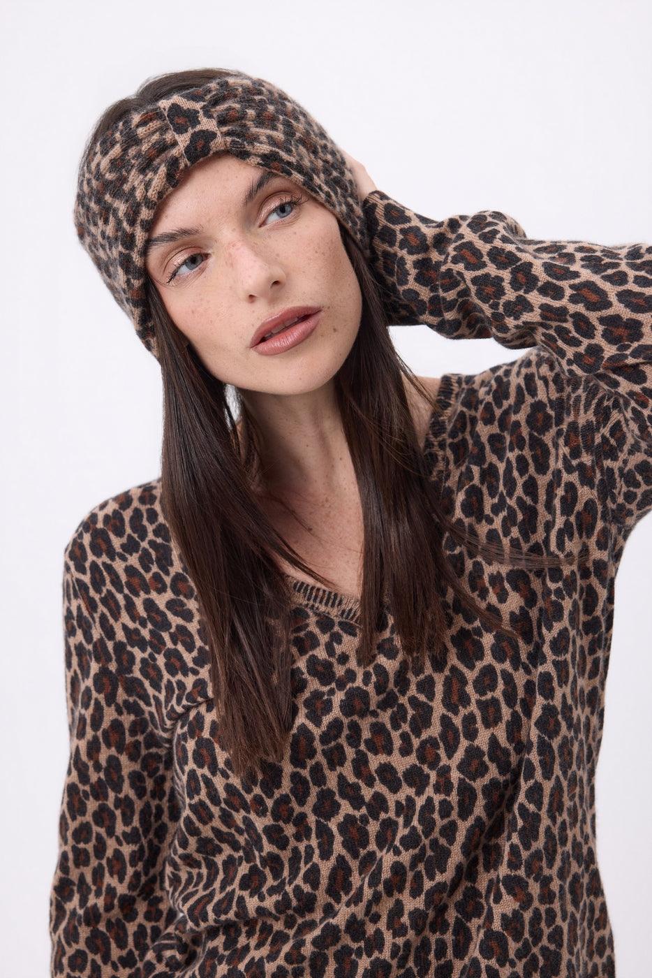Print Leopard Gala Pannband - Leopard - Dam - 100 % kashmir