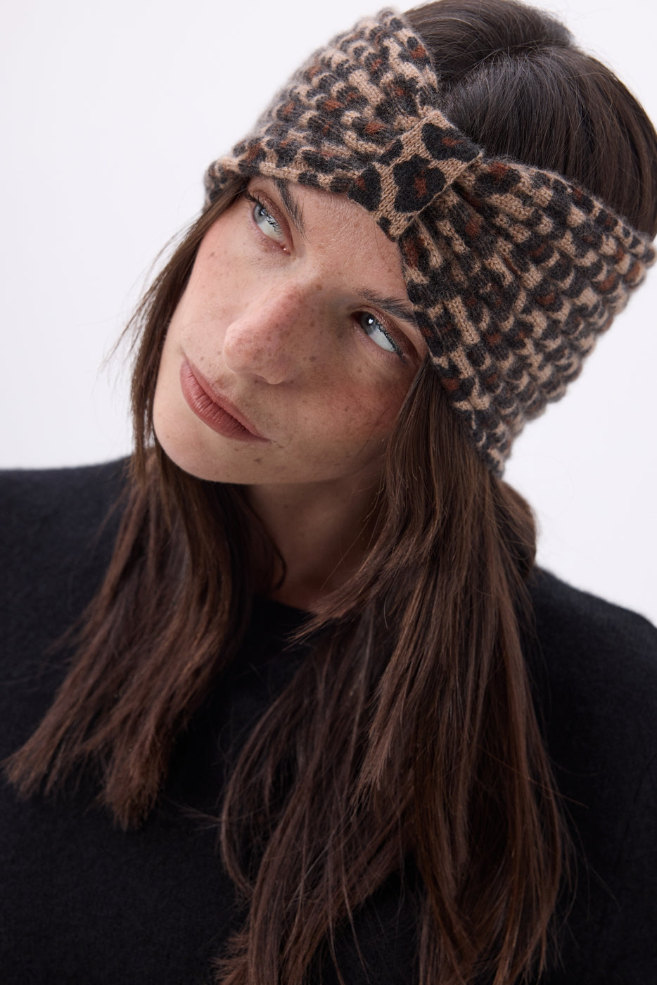 Print Leopard Gala Pannband - Leopard - Dam - 100 % kashmir