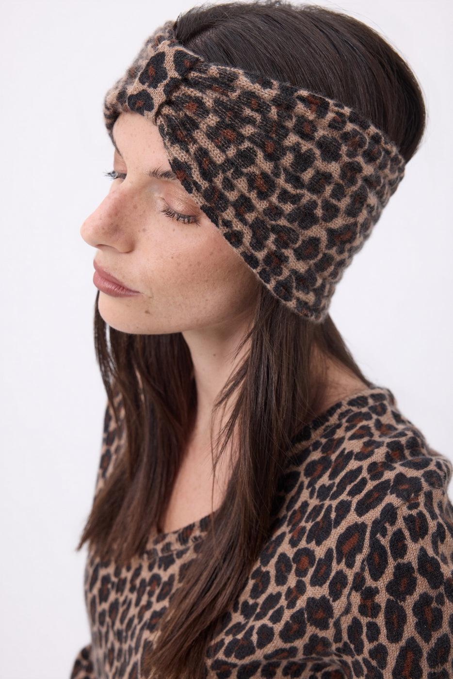 Print Leopard Gala Pannband - Leopard - Dam - 100 % kashmir
