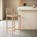 Mina - Zestaw 2 hokerów H75 cm - Drewno akacjowe i wiklina