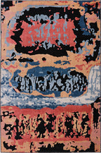 Rectangular black rug with abstract and colorful pattern - GARDEN Garden