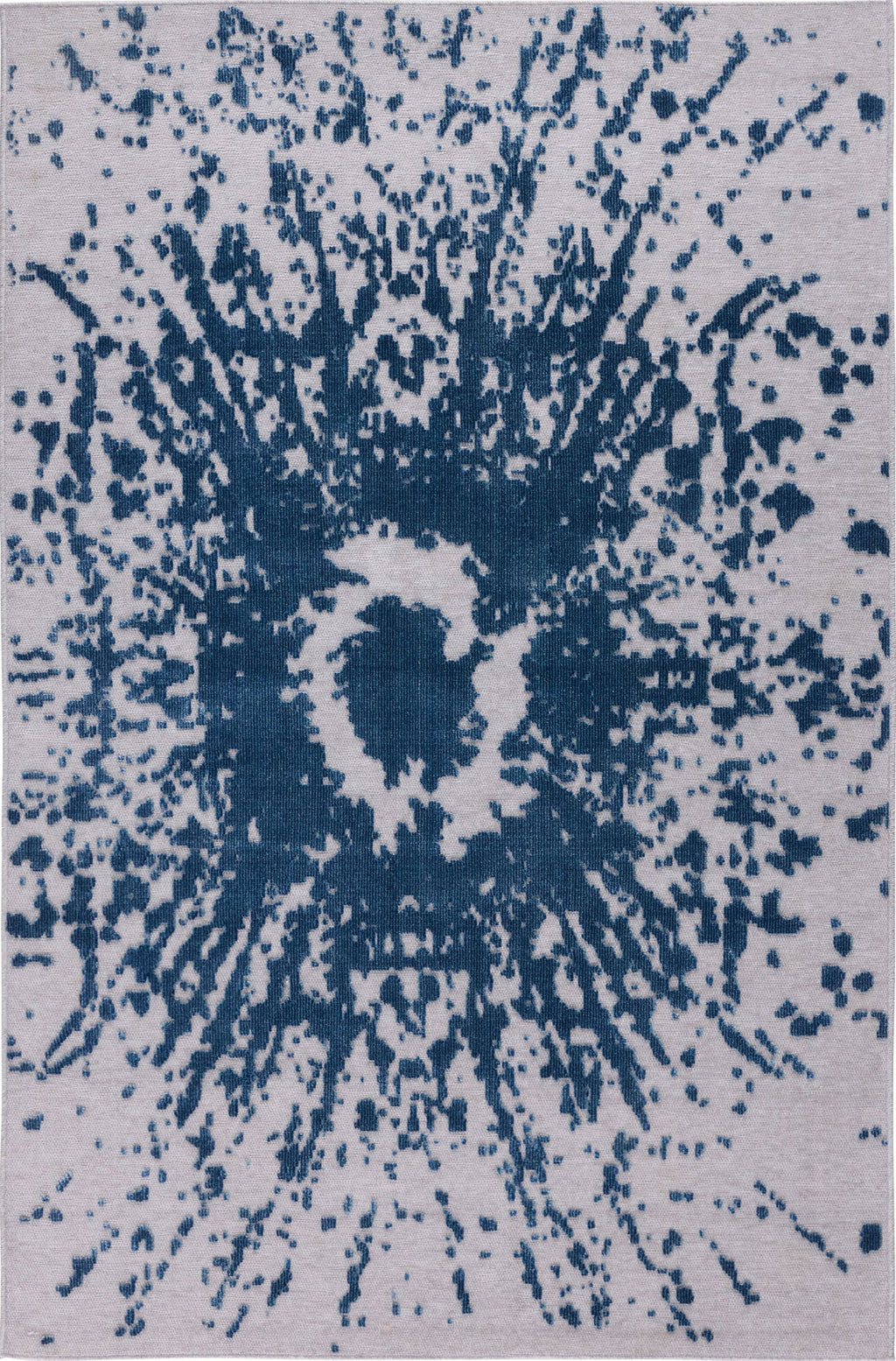 Rectangular gray rug with blue abstract pattern - GARDEN Garden