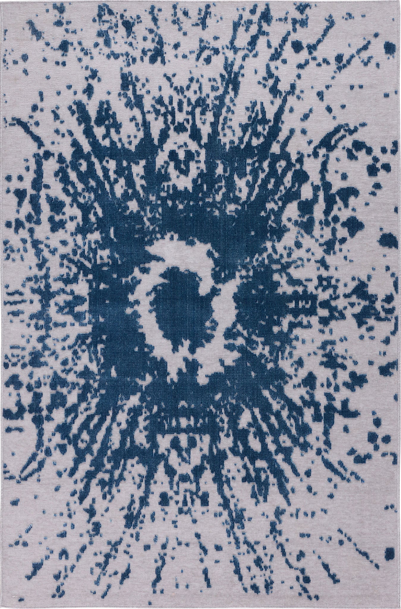 Rectangular gray rug with blue abstract pattern - GARDEN Garden