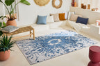 Rectangular gray rug with blue abstract pattern - GARDEN Garden
