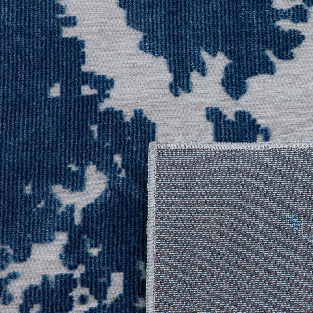 Rectangular gray rug with blue abstract pattern - GARDEN Garden