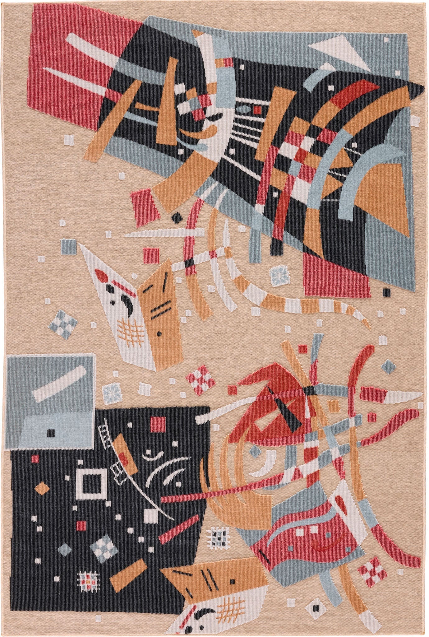 Rectangular beige rug with colorful artistic patterns - GARDEN Garden