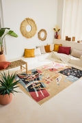 Rectangular beige rug with colorful artistic patterns - GARDEN Garden
