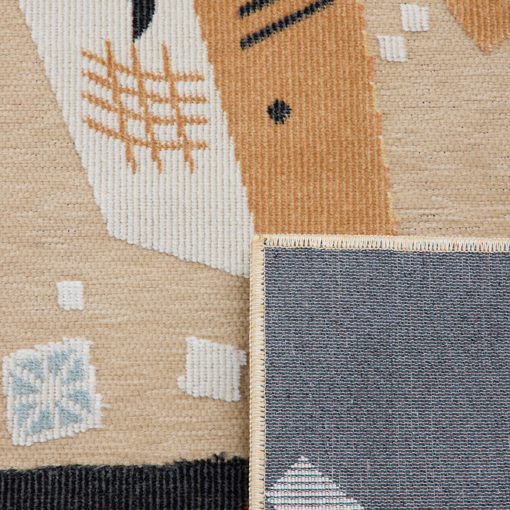 Rectangular beige rug with colorful artistic patterns - GARDEN Garden