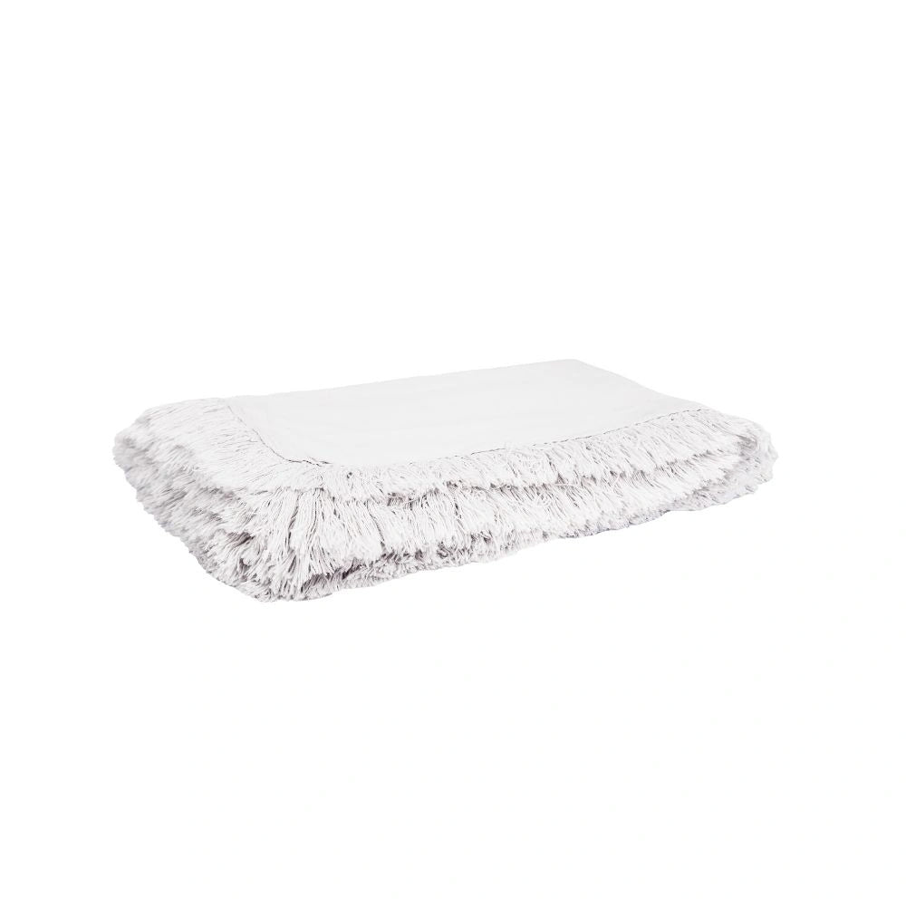 Manta con flecos bimaterial Gatsby - Color blanco
