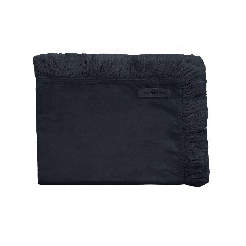 Gatsby Fringed Mixed-Material Throw - Charcoal