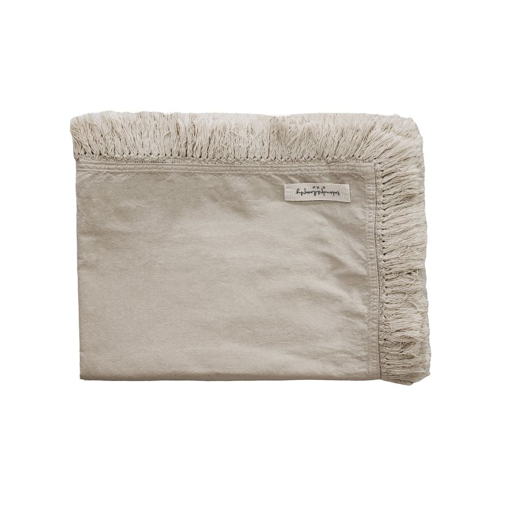 Gatsby Bi-Material Fringed Plaid - Natural Color