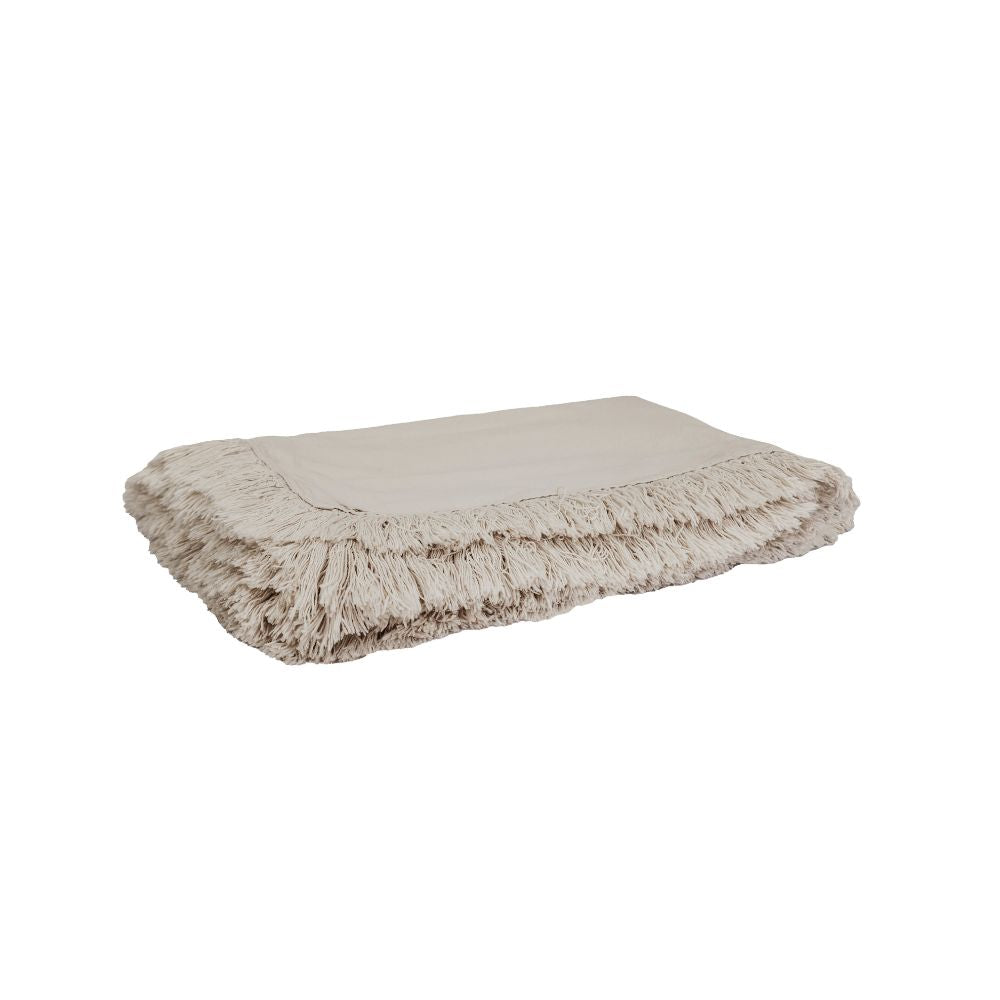 Gatsby Bi-Material Fringed Plaid - Natural Color