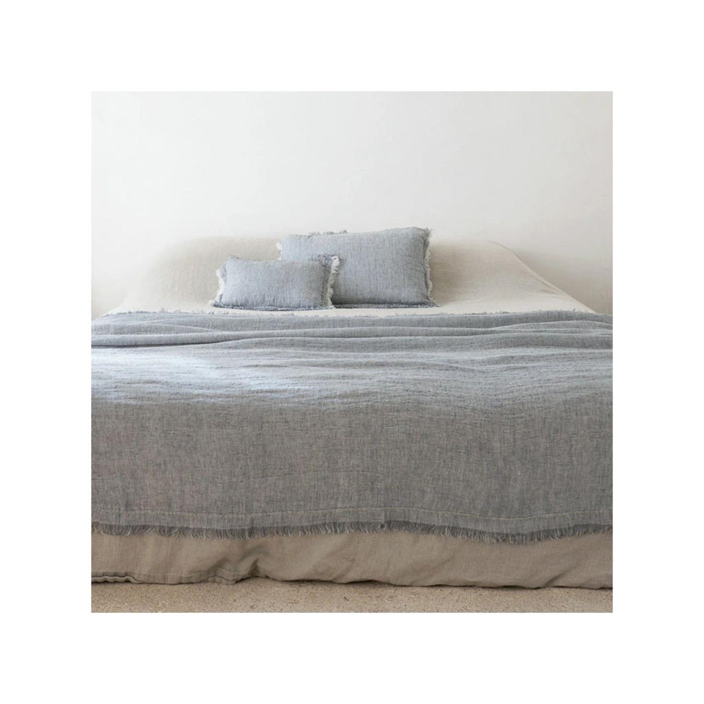 Plaid En Double Gaze De Lin - Gazelle - Bleu Nil