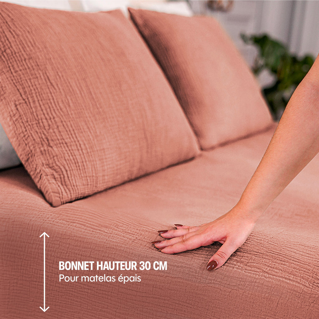 Cotton Gauze Fitted Sheet - 5 Colours to Choose From