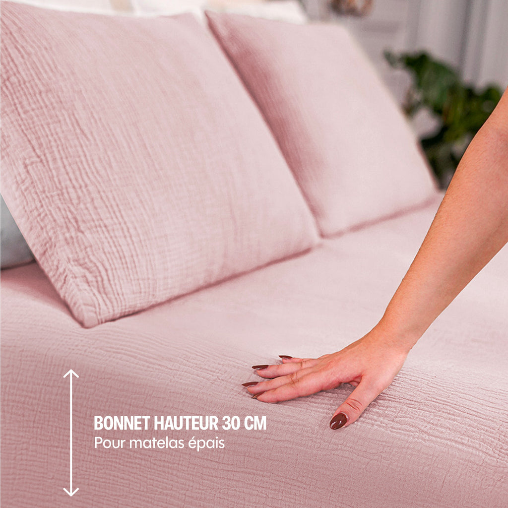 Cotton Gauze Fitted Sheet - 5 Colours to Choose From