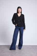 Cárdigan Boyfriend Cuello V Giada - Negro - Mujer