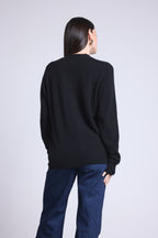 Cárdigan Boyfriend Cuello V Giada - Negro - Mujer