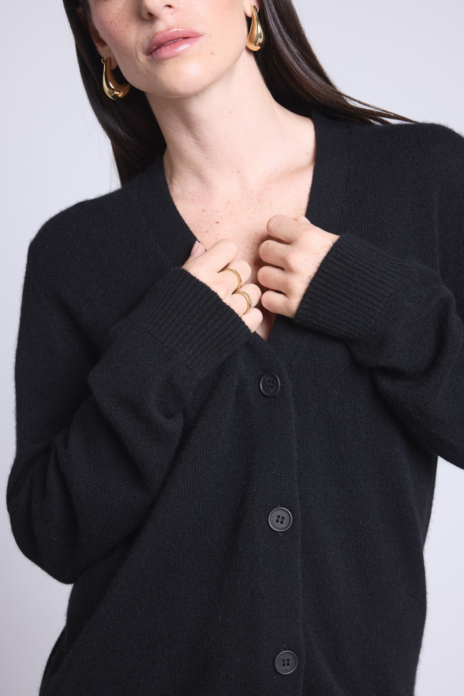 Cárdigan Boyfriend Cuello V Giada - Negro - Mujer