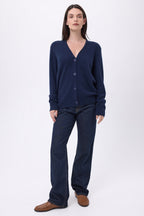 Boyfriend Cardigan Col V Giada - Bleu Marine - Femme