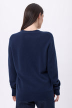 Boyfriend Cardigan Col V Giada - Bleu Marine - Femme