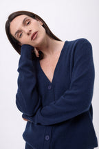 Boyfriend Cardigan Col V Giada - Bleu Marine - Femme