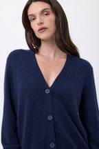 Boyfriend Cardigan Col V Giada - Bleu Marine - Femme