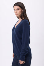 Boyfriend Cardigan Col V Giada - Bleu Marine - Femme