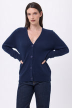 Boyfriend Cardigan Col V Giada - Bleu Marine - Femme