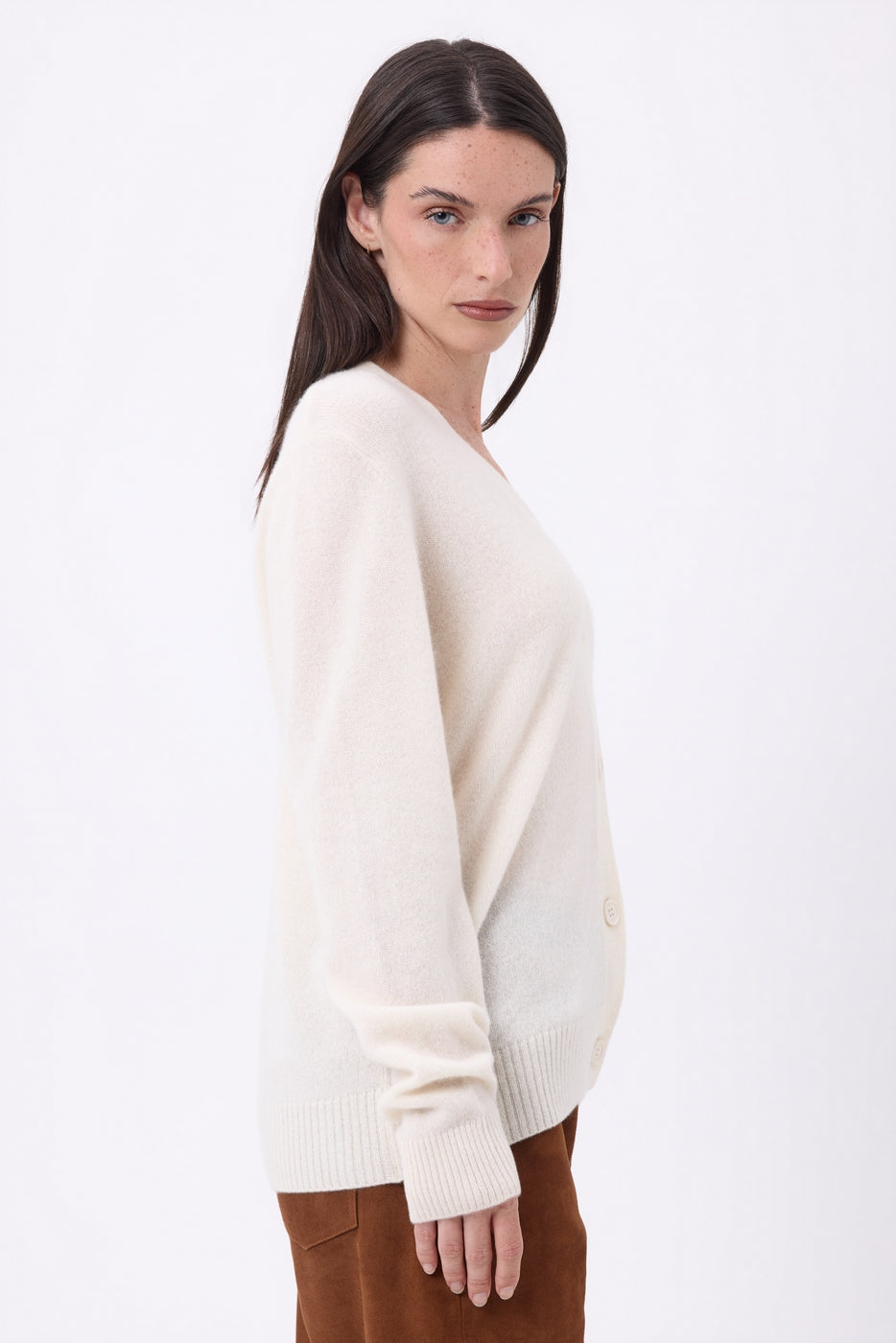Boyfriend Cardigan Col V Giada - Blanc - Femme