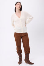 Boyfriend Cardigan Col V Giada - Blanc - Femme