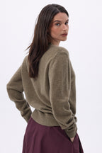 Boyfriend Cardigan Col V Giada - Khaki Chine - Femme