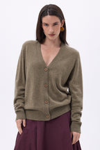 Boyfriend Cardigan Col V Giada - Khaki Chine - Femme