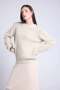 Jersey De Cuello Redondo Y Hombros Estructurados Ginola - Beige Crema - Mujer