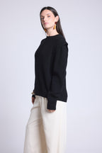 Jersey de cuello redondo con hombros estructurados Ginola - Negro - Mujer