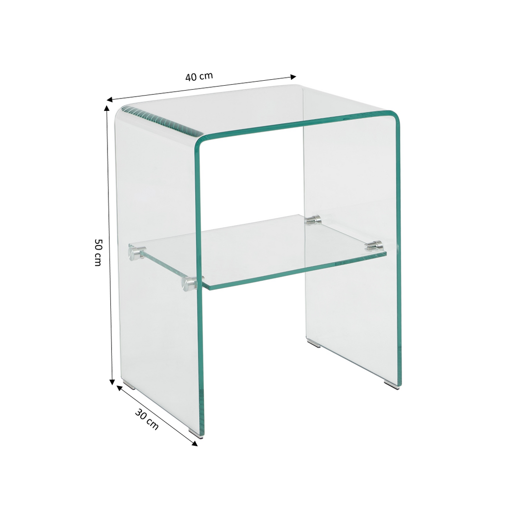 Ginza - Bedside Table - Tempered Glass - Clear