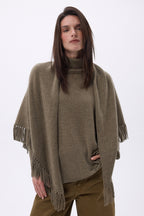 Large Gioia Fringed Triangle Bandana Scarf - Marl Khaki - Women