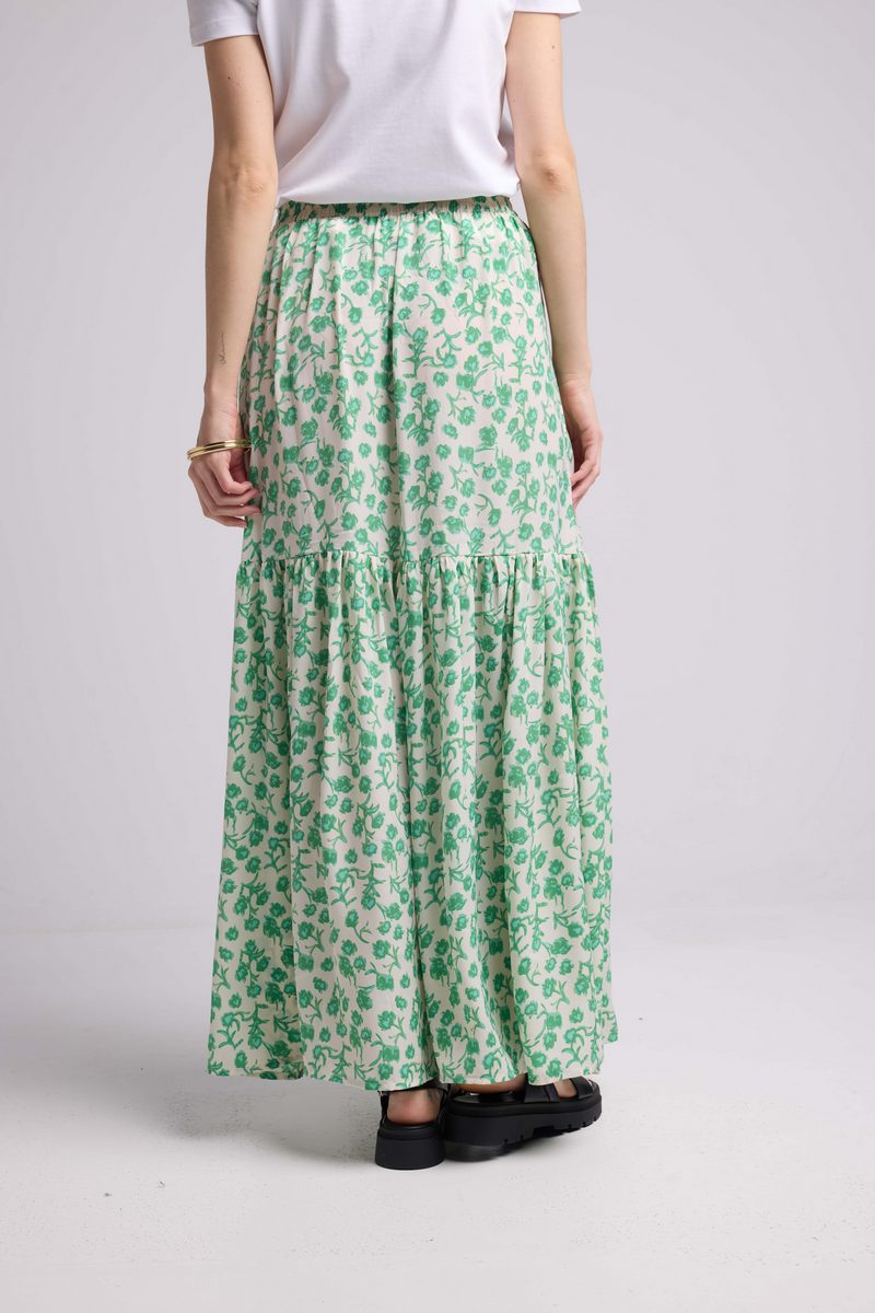 Long Skirt - Green Flowers