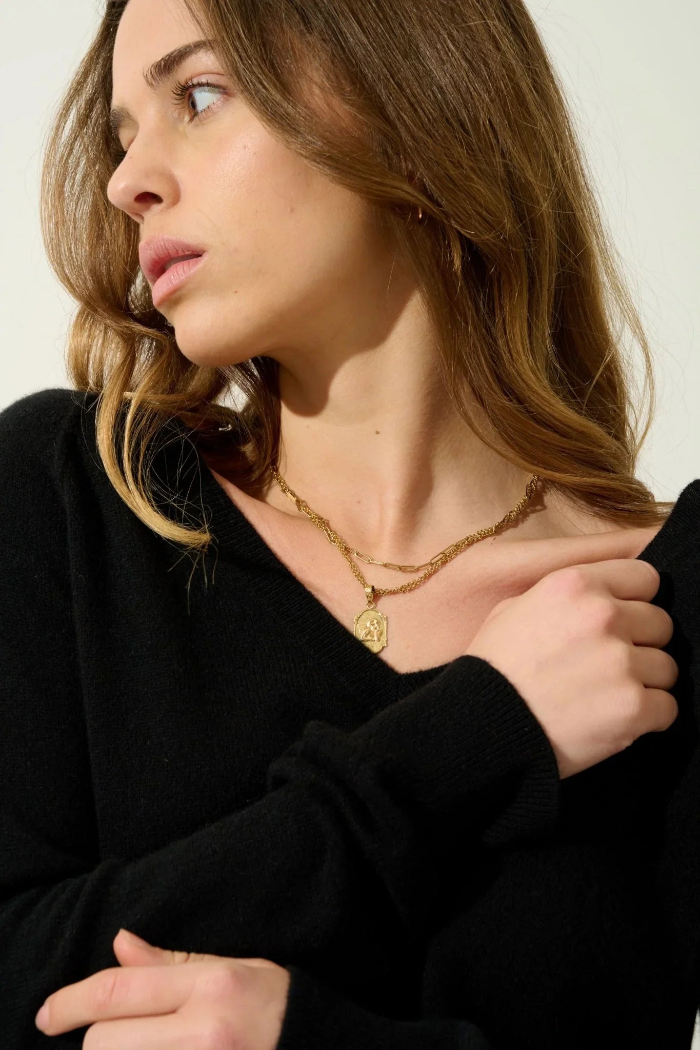 Pull Col V - Giusalet - Noir