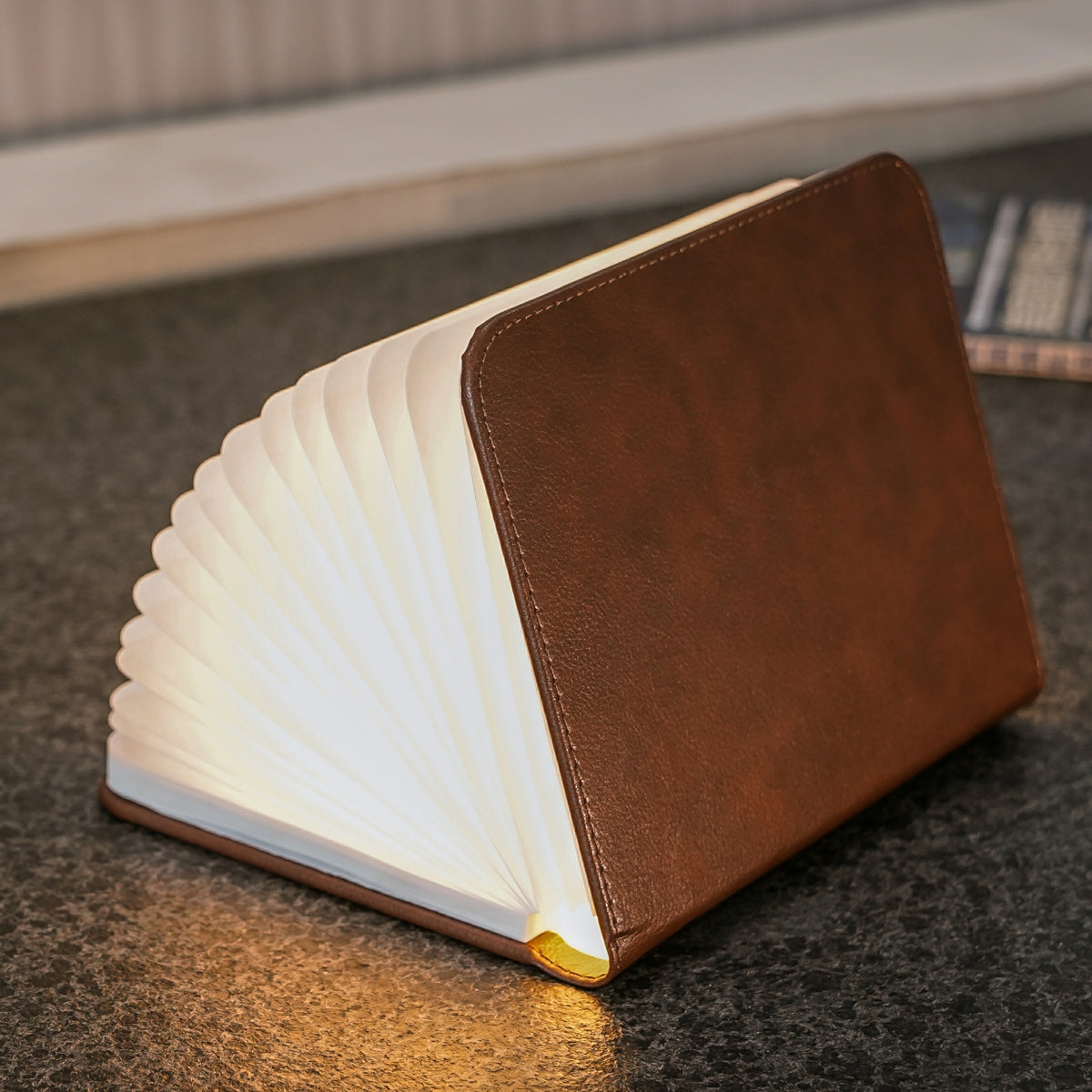 Gingko Design - Lampe Smart Book LED - Cuir Marron - 2 Tailles