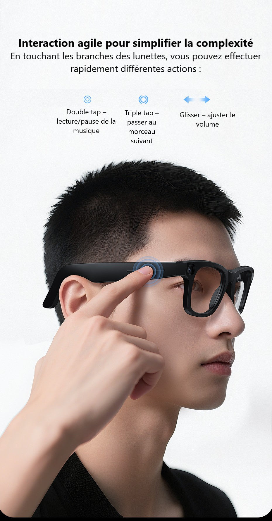 Gafas conectadas Ai con cámara de 8 MP y audio Bluetooth