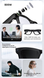 Gafas conectadas Ai con cámara de 8 MP y audio Bluetooth