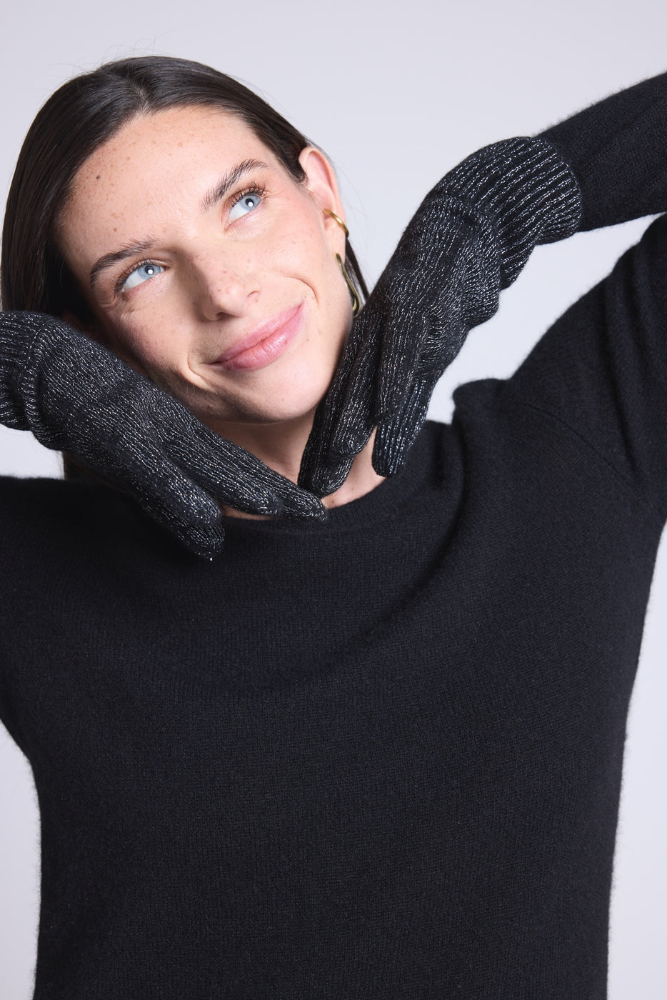 Gloves Unisex Lurex Gloves - Black Silver Lurex - Unisex