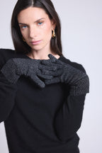 Gloves Unisex Lurex Gloves - Black Silver Lurex - Unisex