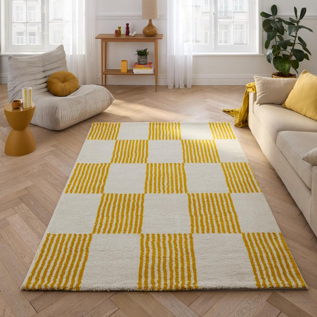 Alfombra Groovy 386 - Diseño Moderno - Amarillo - Interior
