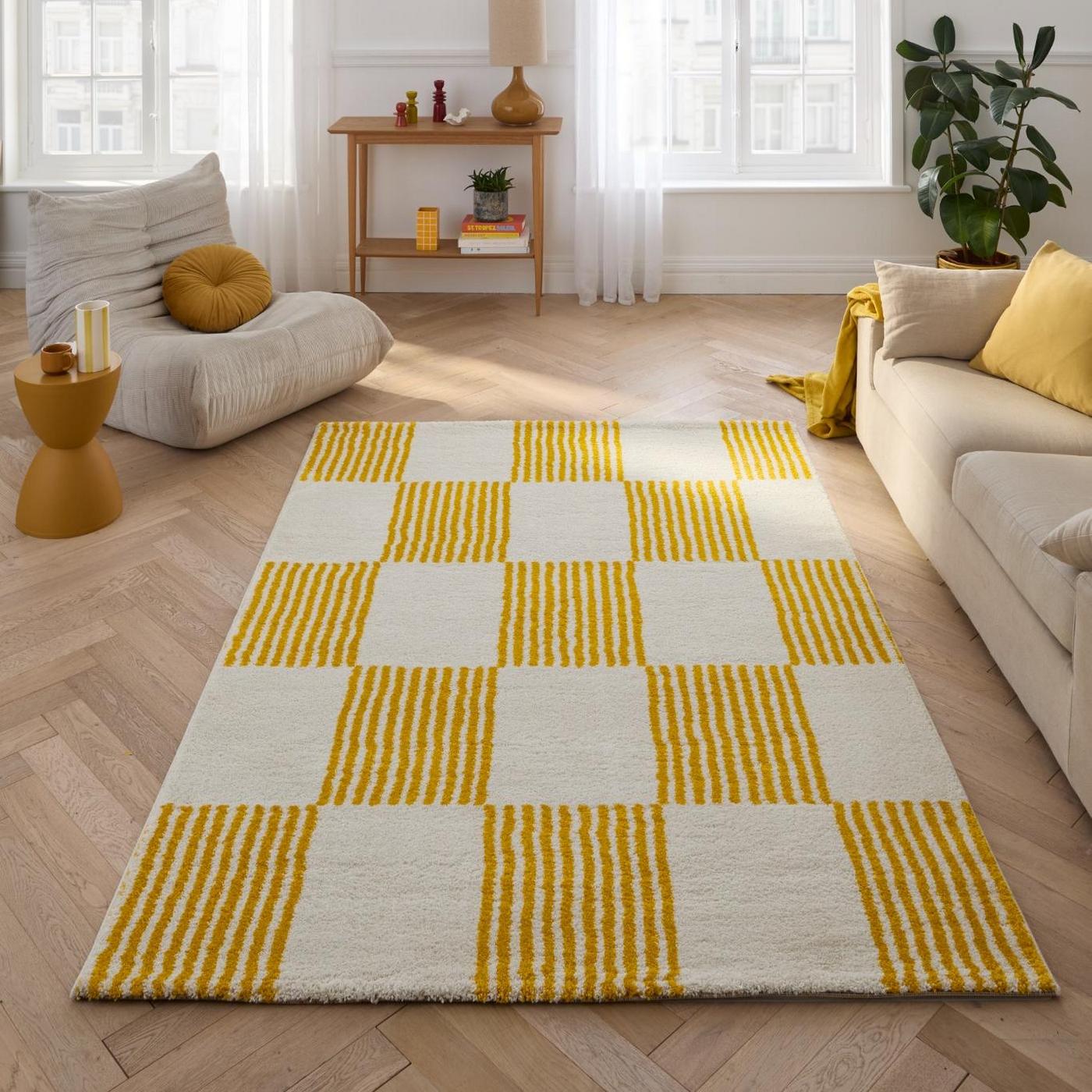 Alfombra Groovy 386 - Diseño Moderno - Amarillo - Interior