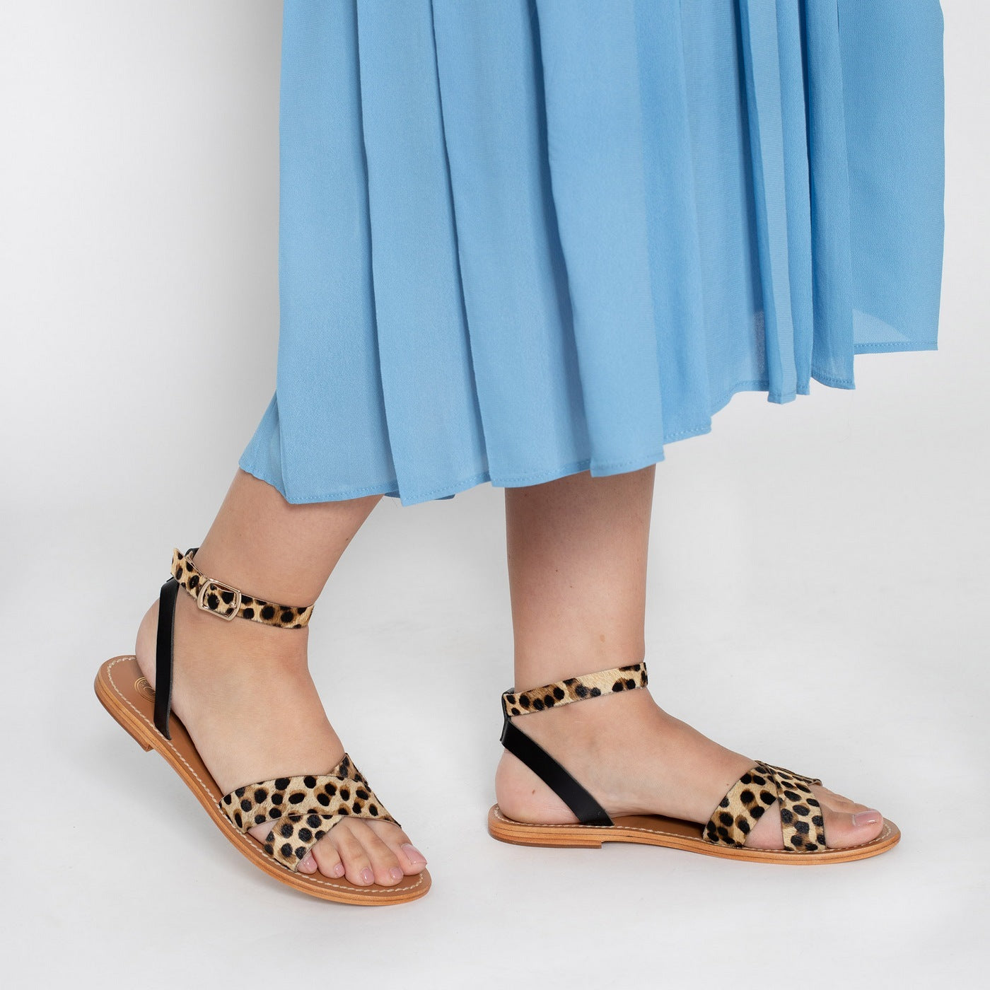 Sandalias Amapola - Negro y Leopardo
