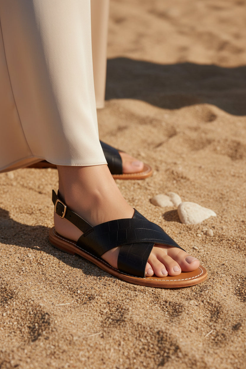 Rosedale Sandals - Black Croco