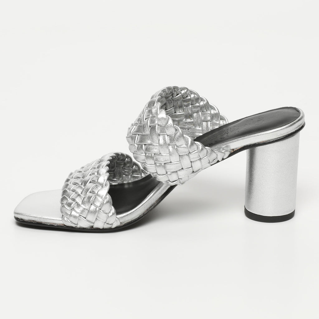 Sandalias de tacón lila - Plata