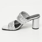 Sandalias de tacón lila - Plata