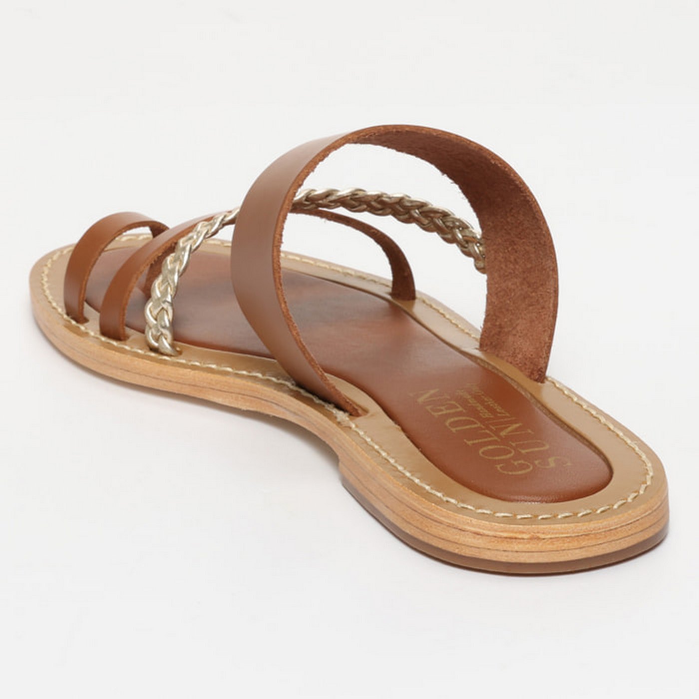 Hazel Sandals - Camel and Gold
